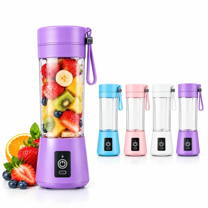 Rechargeable Portable Mini Juicer Blender – 6 Blades, 380ml